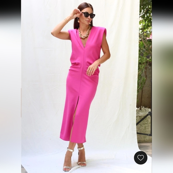 Zara fuchsia pink midi slit dress size S - Picture 14 of 16